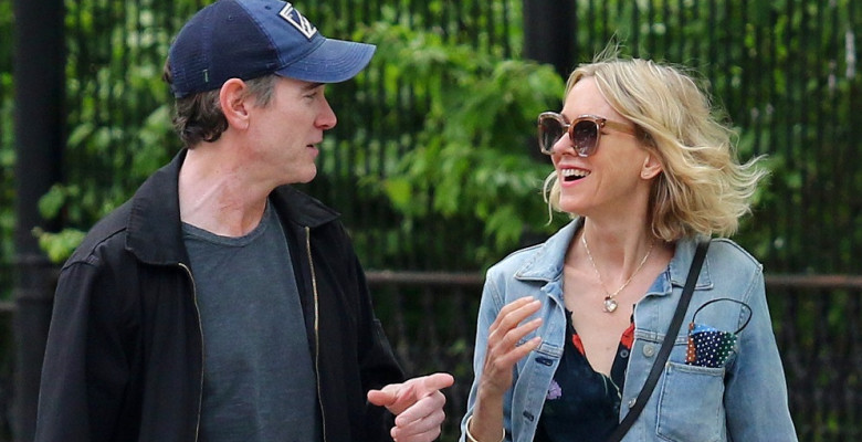 Naomi Watts and boyfriend Billy Crudup are all smiles as they show some PDA during a rare outing together while walking their dog in NYC