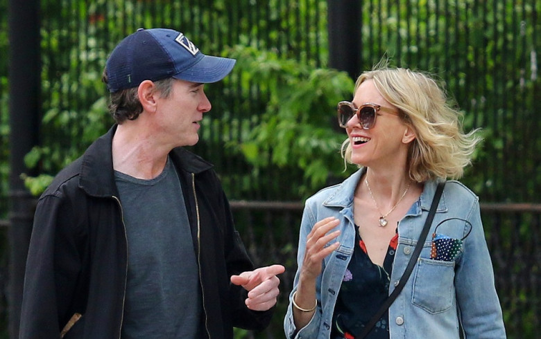 Naomi Watts and boyfriend Billy Crudup are all smiles as they show some PDA during a rare outing together while walking their dog in NYC