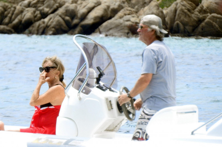 EXCLUSIVE: Kurt Russell and Goldie Hawn sighted on a speedboat in Greece