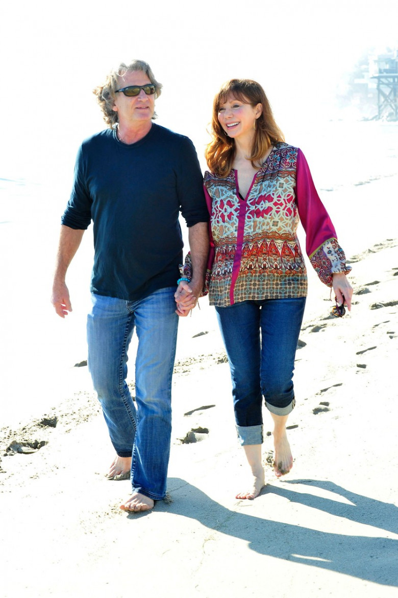 Victoria Principal Walking on the Beach With Rumored Boyfriend Rick Osborn