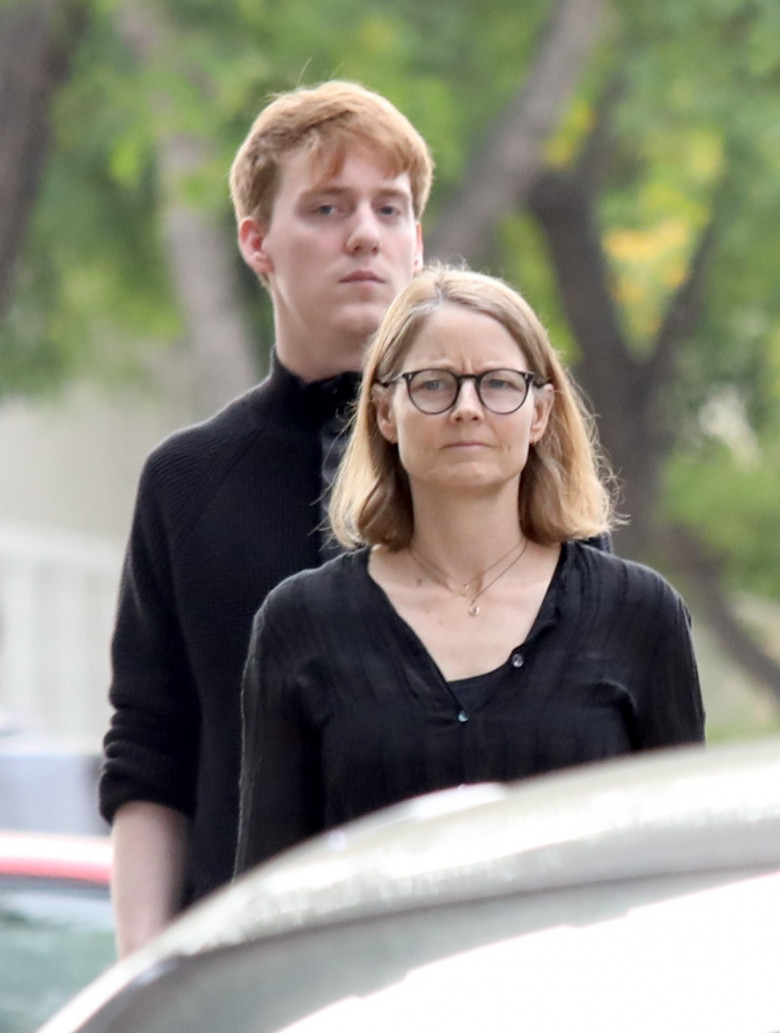 EXCLUSIVE: Jodie Foster seen with her son Charles in the wake of both her parents recent passing