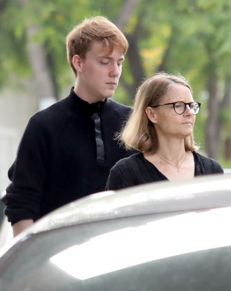 EXCLUSIVE: Jodie Foster seen with her son Charles in the wake of both her parents recent passing