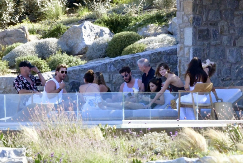 *PREMIUM-EXCLUSIVE* *MUST CALL FOR PRICING BEFORE USAGE* Hollywood Actors Matt Damon, Chris Hemsworth and Liam Hemsworth are seen spending their family holidays together out on the Greek Island of Mykonos.