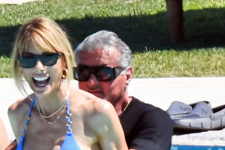 77-year-old American actor Sylvester Stallone pictured having fun with his wife Jennifer Flavin while enjoying a holiday in Porto Cervo.