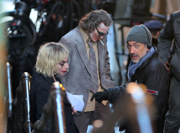 Lady Gaga and Joaquin Phoenix in full make up at the â€śJoker: Folie a Deuxâ€ť set in NYC