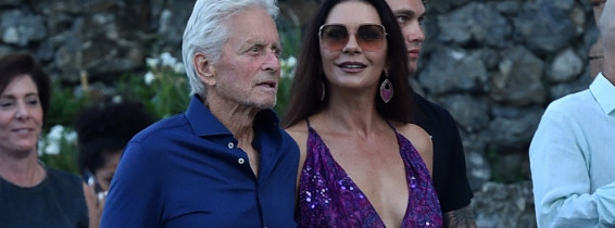 Catherine Zeta-Jones with her husband Michael Douglas and friends at the 