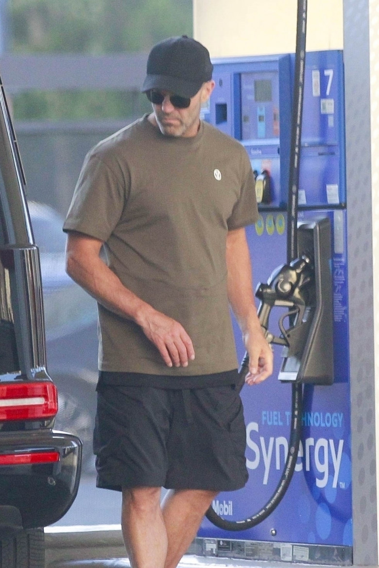 *EXCLUSIVE* *EXCLUSIVE*Action Hero Jason Statham Sports Summer Dad Attire While Spotted Filling Up Gas in LA!