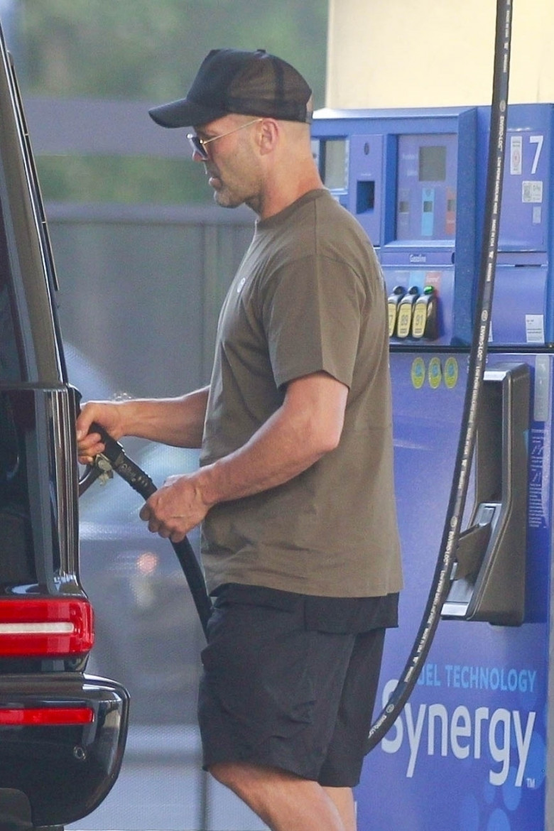 *EXCLUSIVE* *EXCLUSIVE*Action Hero Jason Statham Sports Summer Dad Attire While Spotted Filling Up Gas in LA!