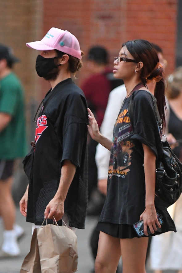 *EXCLUSIVE* Jared Leto and rumored girlfriend Thet Thinn exit Via Carota in NYC
