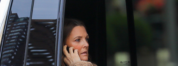 EXCLUSIVE: Drew Barrymore Is All Smiling While Saying Hi To A Group Of Fans As They Spotted Her In Her Car While She Have Her Window Open In New York City
