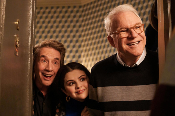 USA. Steve Martin, Martin Short, and Selena Gomez in the (C)Hulu new series: Only Murders in the Building - season 2 (2022). Plot: Three strangers who share an obsession with true crime suddenly find themselves caught up in one. Ref: LMK106-J8244-100822