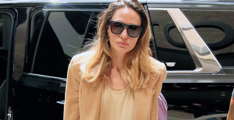 Angelina Jolie heads to a Broadway play in an all-brown outfit in New York City