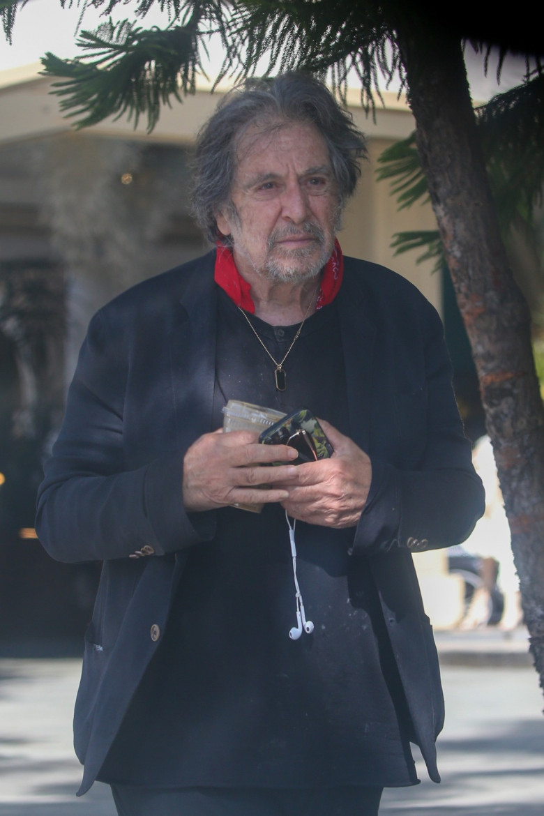 EXCLUSIVE: Al Pacino Seen Leaving The Four Seasons With his Shrek Phone case