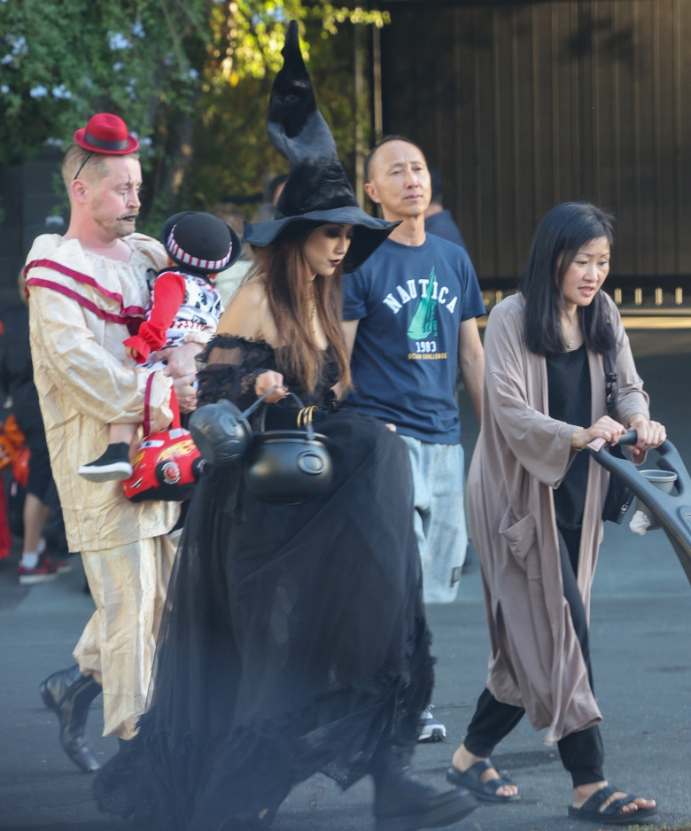 *EXCLUSIVE* Macaulay Culkin and Brenda song step out for Halloween with kids and family