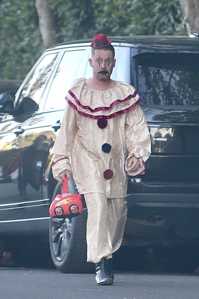 *EXCLUSIVE* Macaulay Culkin and his fiancée Brenda Song were spotted trick-or-treating with their children in L.A