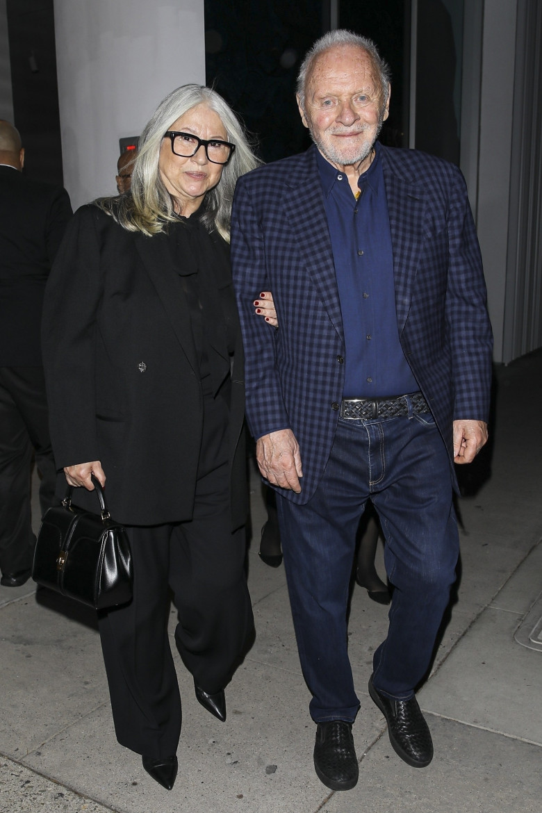 *EXCLUSIVE* Anthony Hopkins and Stella Arroyave attend Sami Hayek's FREQUENCY exhibit in Beverly Hills
