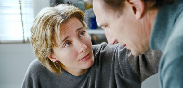 UK. Liam Neeson and Emma Thompson  in a scene from the ©Universal Pictures movie : Love Actually (2003). Plot: Follows the lives of eight very different couples in dealing with their love lives in various loosely interrelated tales all set during a frant