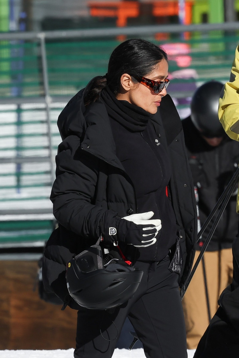 *EXCLUSIVE* Salma Hayek goes skiing with her family in Aspen