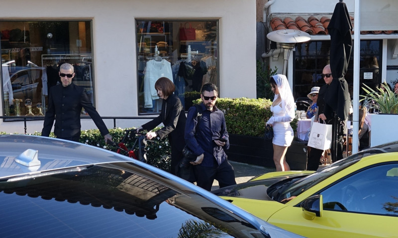 *PREMIUM-EXCLUSIVE* Kourtney Kardashian and Travis Barker celebrate getting married at a Restaurant in Montecito with her grandmother MJ