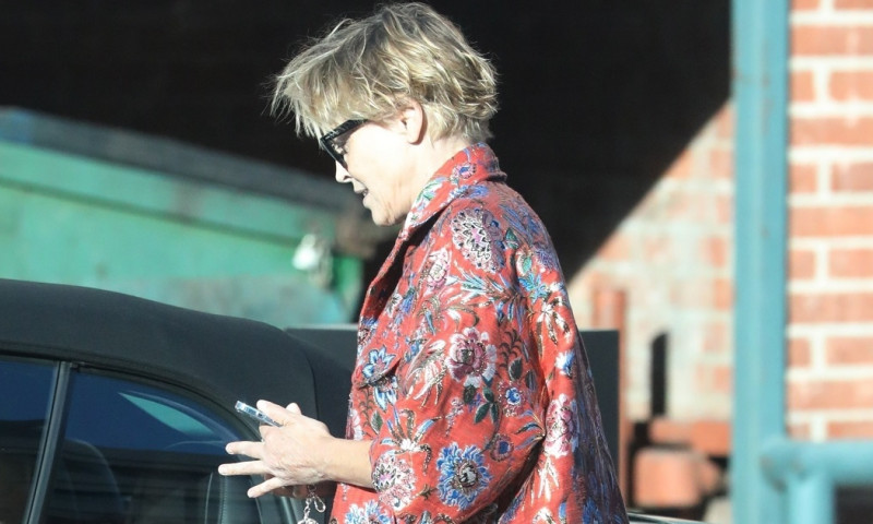 *EXCLUSIVE* Sharon Stone wears a colorful outfit while out and about in the 90210