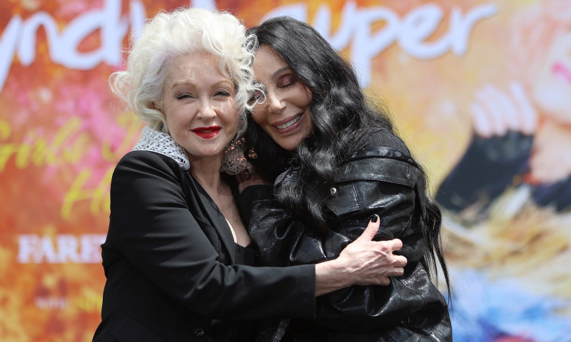 Ceremony honoring singer Cyndi Lauper with hand and foot prints