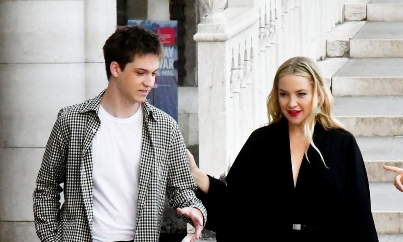 Kate Hudson and her son Ryder Robinson at the Max Mara event in Venice.