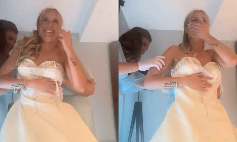 Ce a pățit o mireasă cu doar câteva minute înainte de a merge la altar/ Foto: Captură video TikTok