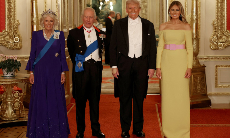 Melania Trump, alături de soțul ei, Donald Trump, regele Charles al III-lea și regina Camilla/ Profimedia