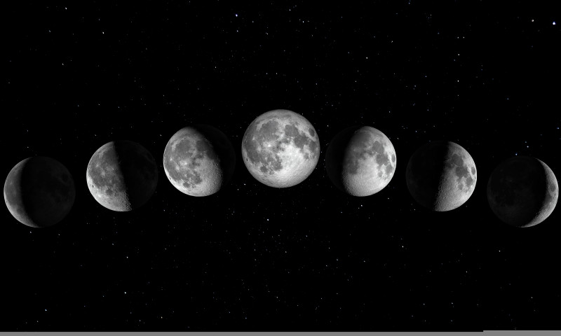 Moon,Phases,Against,A,Starry,Backdrop,,Lunar,Phases,,Night,Sky
