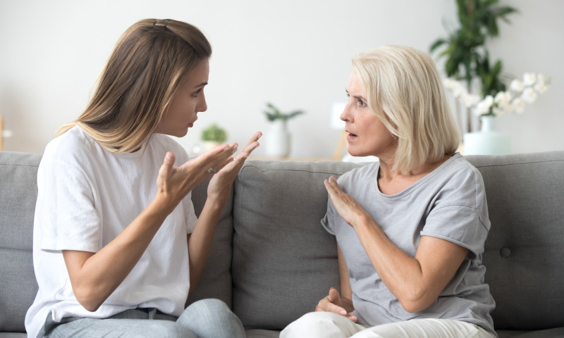 Angry,Young,Woman,Has,Disagreement,With,Annoyed,Old,Mother,In