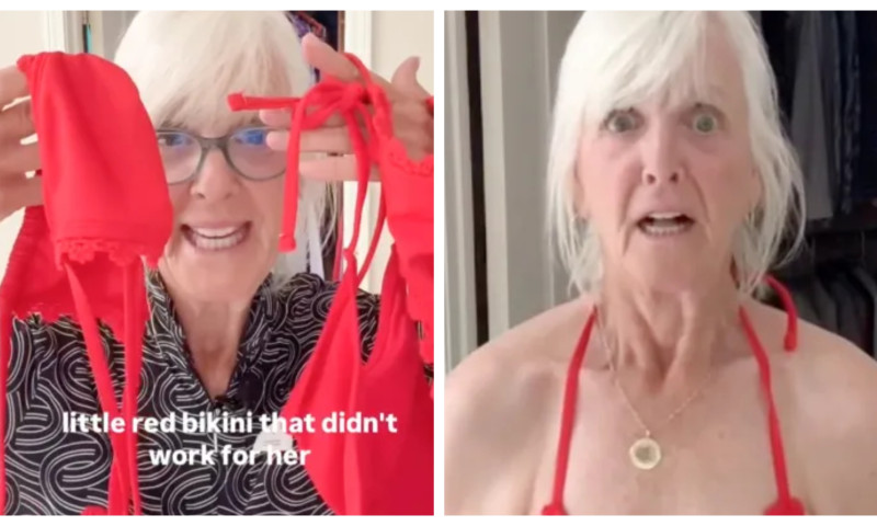 A îmbrăcat un costum de baie din două piese la 70 de ani