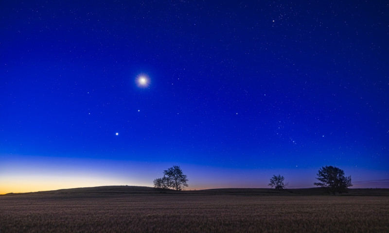 noapte, inserare, luna, jupiter