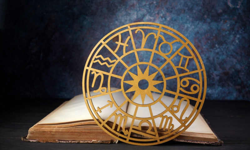Horoscope astrology background. Zodiac constellation signs. Future telling.