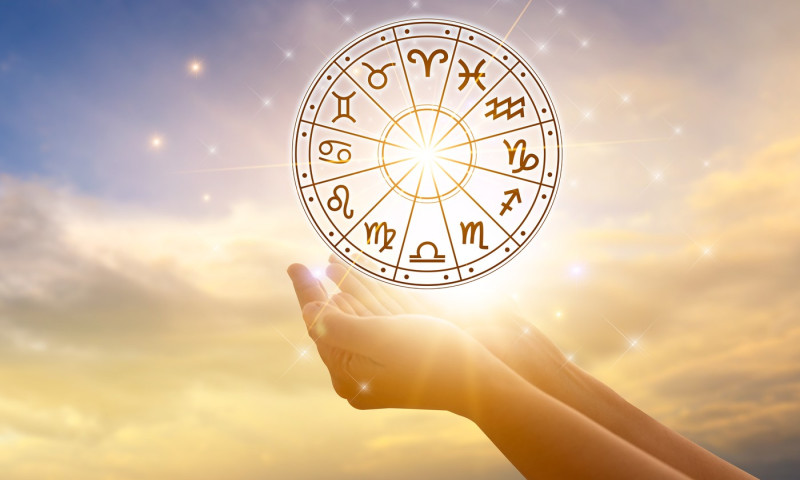 Zodiac signs inside of horoscope circle astrology and horoscopes concept