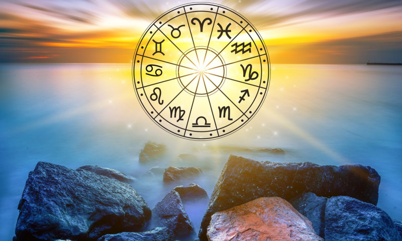 Zodiac signs inside of horoscope circle astrology and horoscopes concept