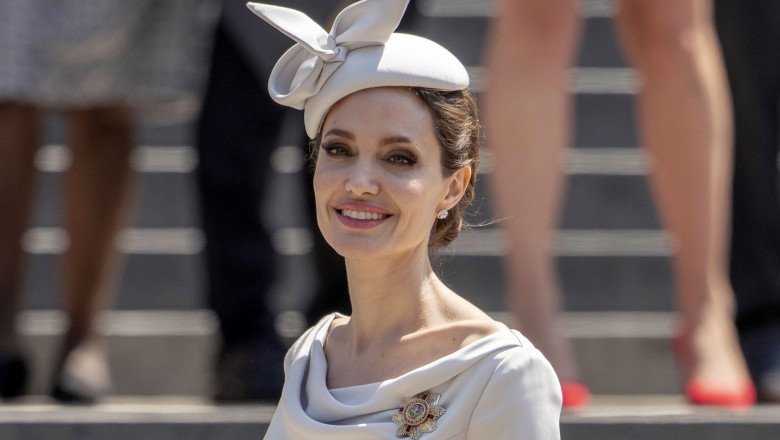 Hollywood actress Angelina Jolie pictured leaving St Paul's Cathedral in London.