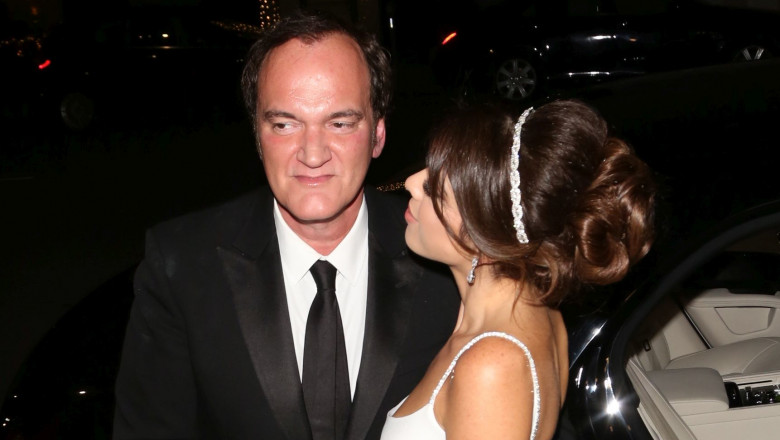 Quentin Tarantino and his new wife head to their wedding reception