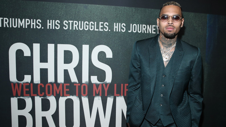 Chris Brown la lansarea documentarului despre viața sa 