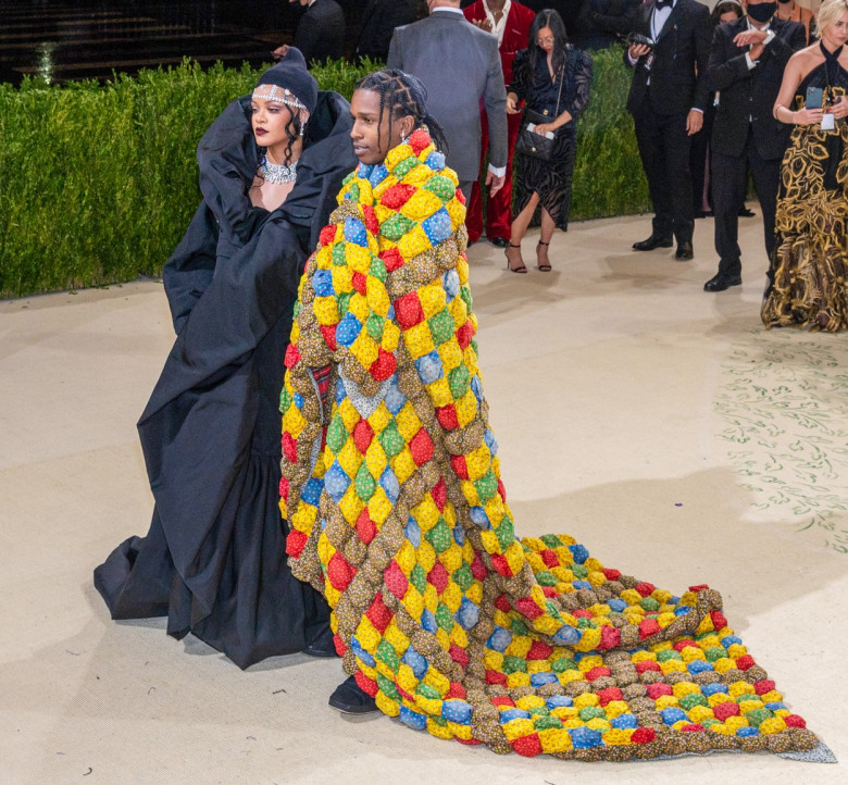 Rihanna And ASAP Rocky Arrive At The 2021 Met Gala Celebrating American Fashion