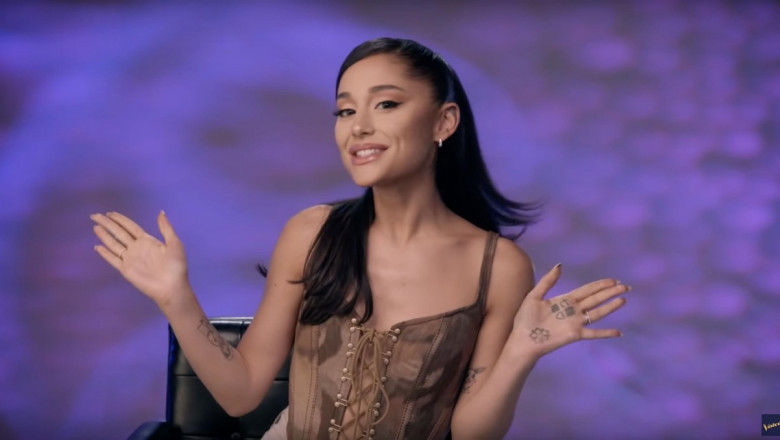 First look at Ariana Grande in the iconic red chair as she joins The Voice as the latest coach