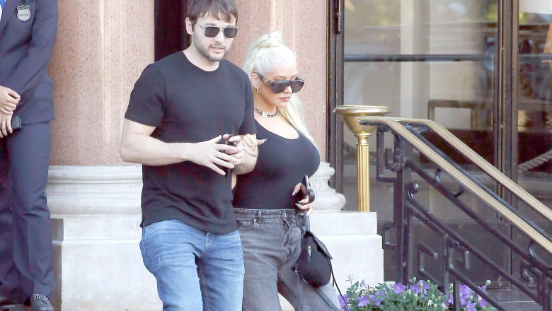 *EXCLUSIVE* Christina Aguilera and hubby Matthew Rutler enjoy a day of shopping during holiday in France
