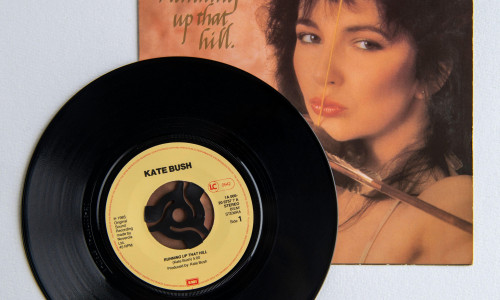 Seven inch vinyl version of Running Up That Hill by Kate Bush, released in 1985. It charted again in 2022 after featuring in Stranger Things