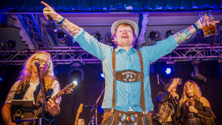 EXCLUSIVE: Ed Sheeran Dresses In Lederhosen And Sings Oktoberfest