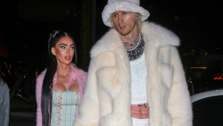 Megan Fox and MGK arrive in matching outfits at Catch Steak