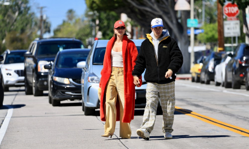 *EXCLUSIVE* Justin and Hailey Bieber hold hands as they leave the Great White