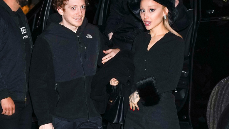 PREMIUM EXCLUSIVE: Ariana Grande and Boyfriend Ethan Slater are Spotted on Rare Outing in New York City.