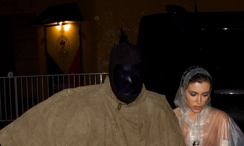 *EXCLUSIVE* Kanye West & Wife Bianca Defy State of Emergency as the Rainswept Couple Bundle up for Studio Session!