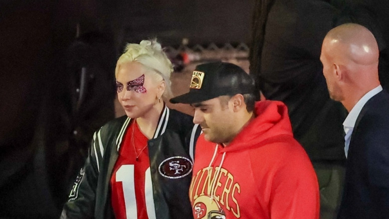 *EXCLUSIVE* Lady Gaga is seen leaving Super Bowl LVIII in Las Vegas