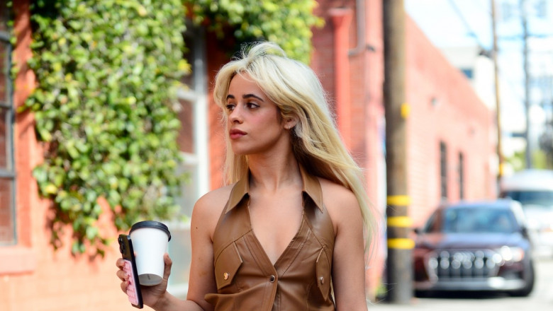 EXCLUSIVE: Camila Cabello Shows Off Her New Long Blonde Hair During A Studio Visit - 21 Feb 2024