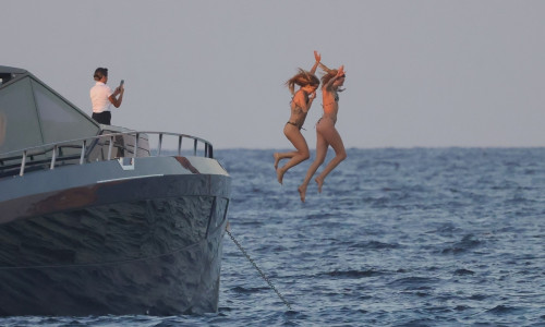 *EXCLUSIVE* It's fun in the sun for the British Model Kate Moss with her daughter Lila and good friend Rita Ora as they put on a scintillating bikini show during their sun-soaked holiday out in Formentera. *PICTURES TAKEN ON 04/08/2024*